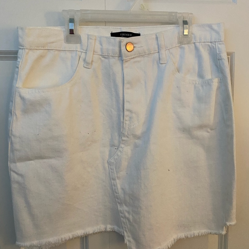 White jean skirt